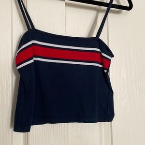 Navy/Red/White Stripe Crop Top